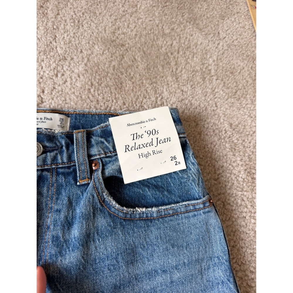 Abercrombie & Fitch Jeans Relaxed 90s High Rise NEW Blue 26 - Picture 10 of 11